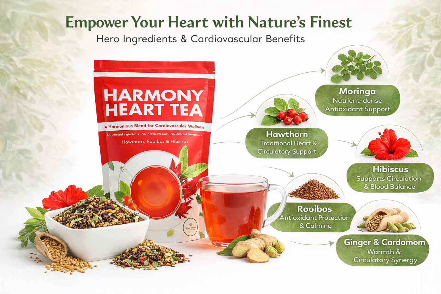 Harmony Heart™ – Advanced Organic Heart & Circulation Tea | Caffeine-Free | 60g