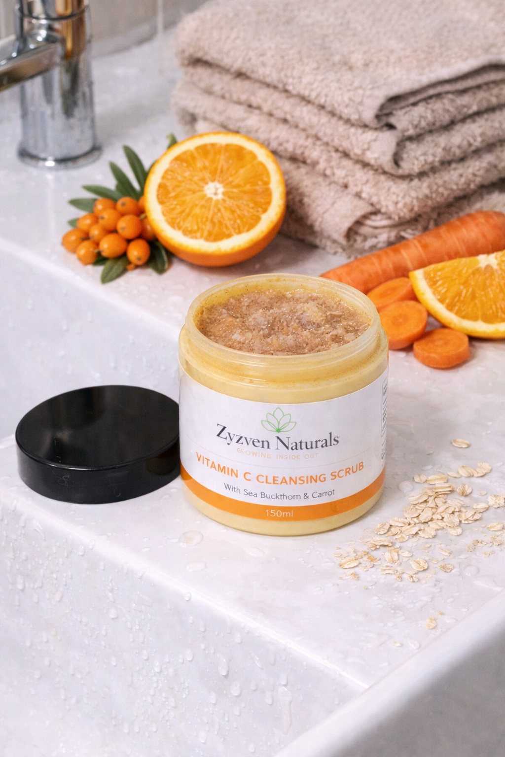Zyzven Naturals Vitamin C Facial Scrub with Sea Buckthorn & Carrot 150ml – Exfoliating Face Scrub
