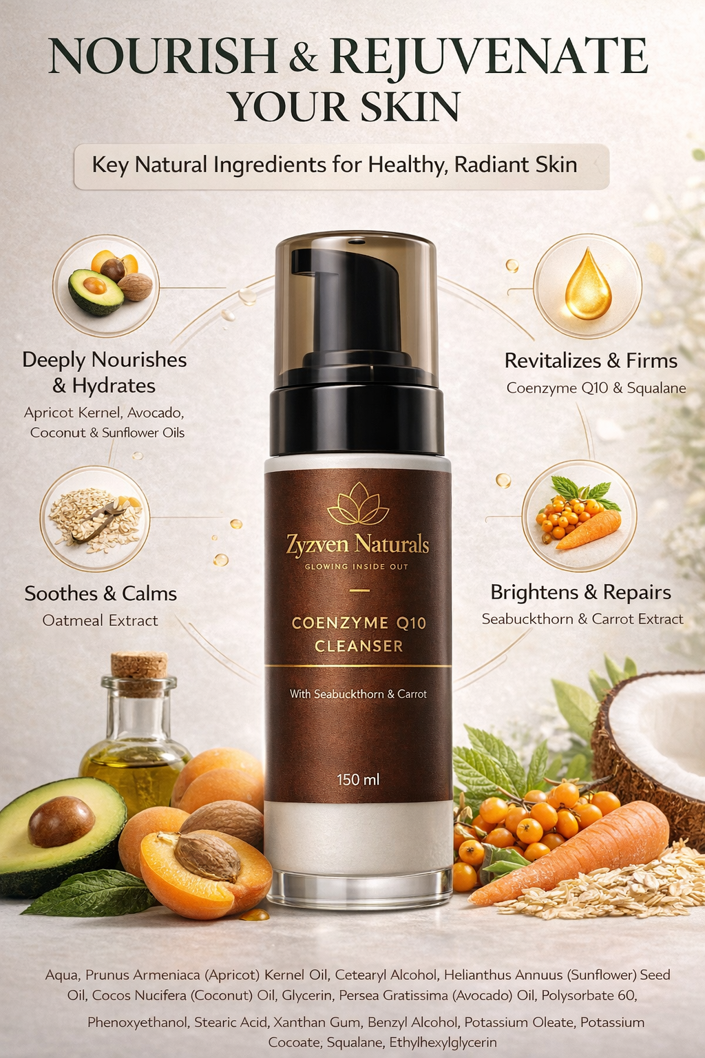 Coenzyme Q10 Facial Cleanser with Seabuckthorn & Carrot – 150 ml
