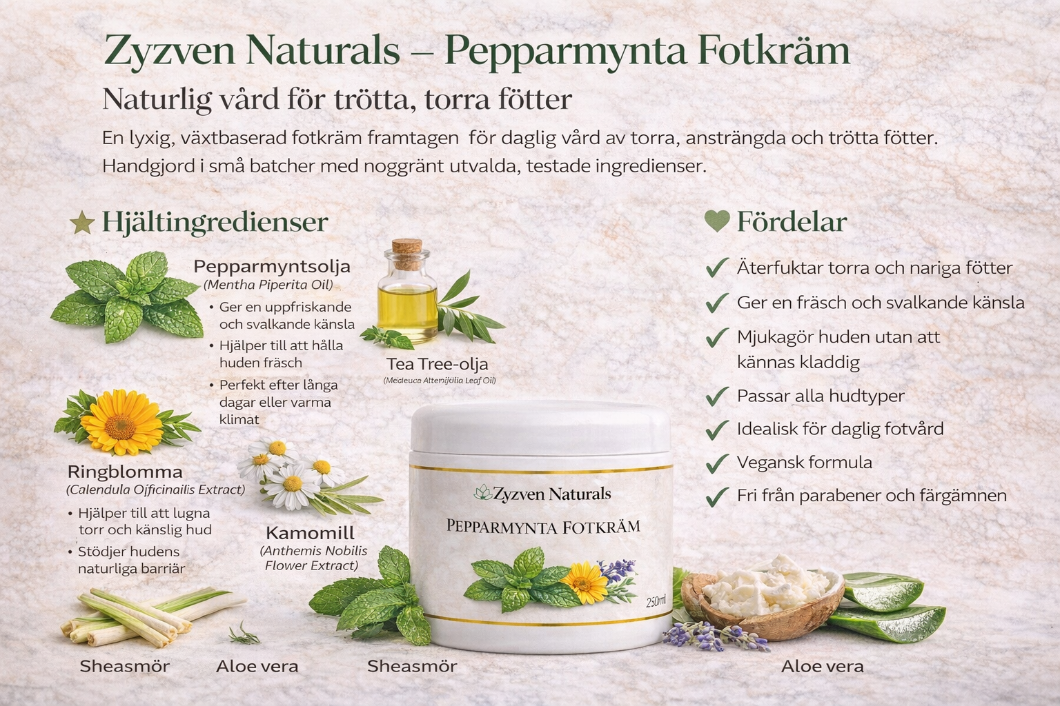 Zyzven Naturals Peppermint Foot Cream – Cooling Botanical Care