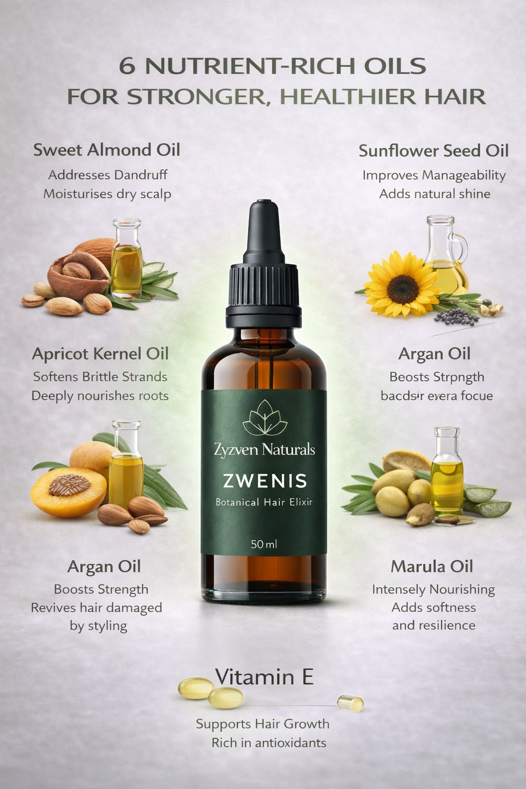 ZWENIS Botanical Hair Elixir – Luxury Hair & Skin Oil