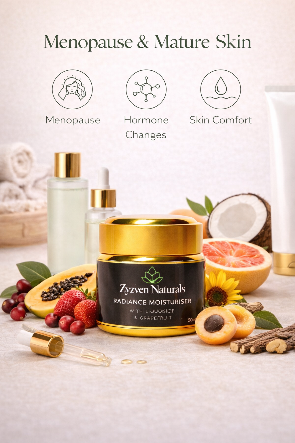 Zyzven Naturals Radiance Moisturiser (Liquorice & Grapefruit) – 50ml