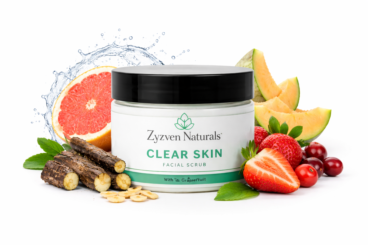 Zyzven Naturals Clear Skin Facial Scrub with Liquorice & Grapefruit 150ml – Exfoliating Face Scrub