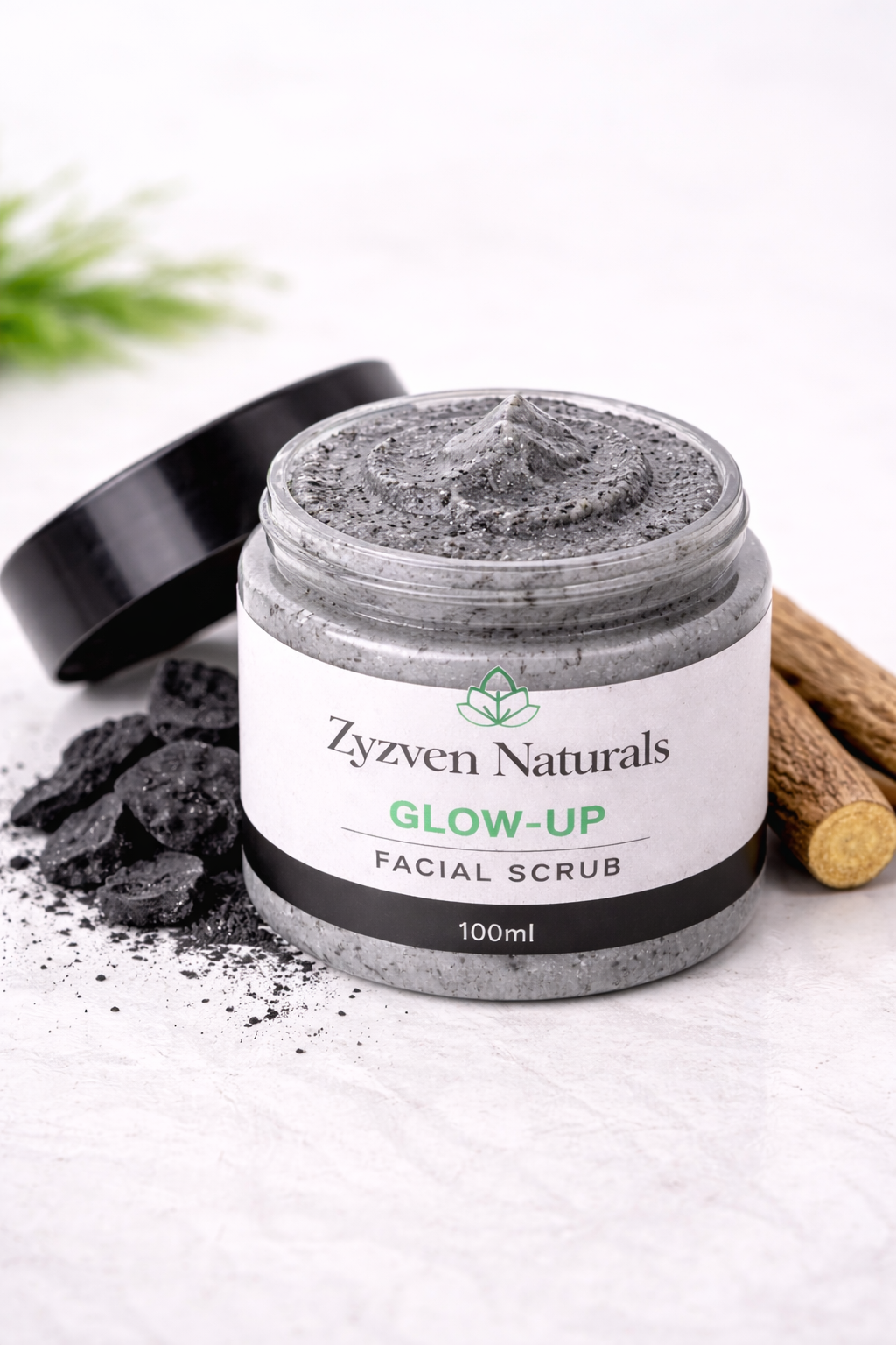 Zyzven Naturals Glow-Up Facial Scrub with Charcoal & Liquorice 100ml – Exfoliating Face Scrub
