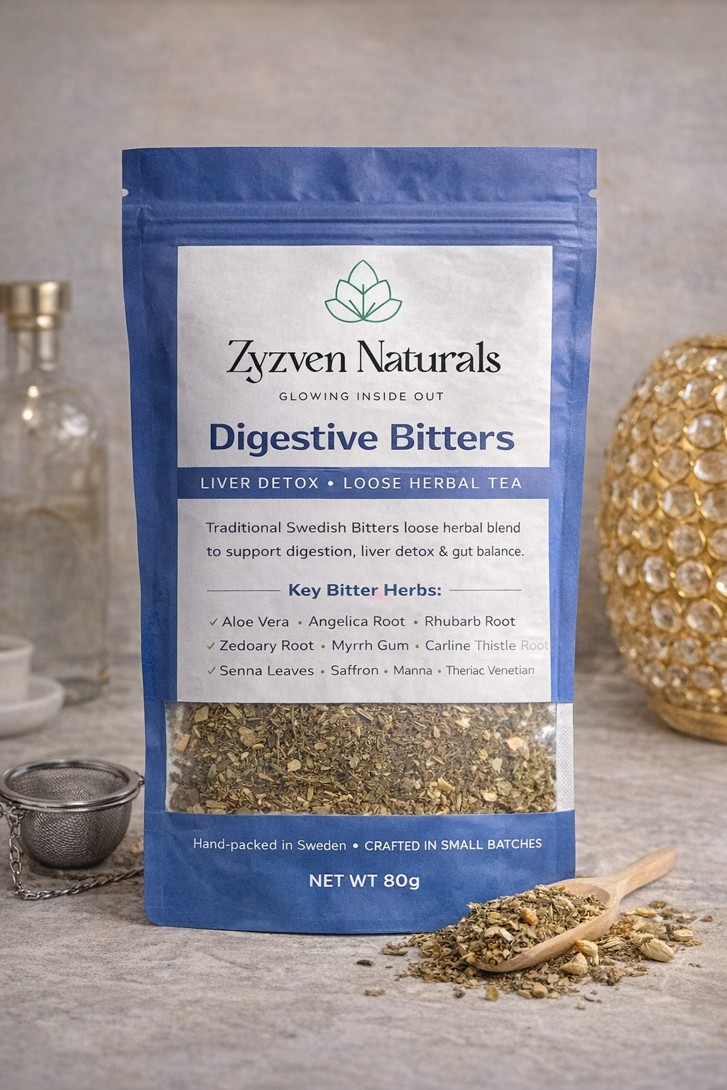 Zyzven Naturals Digestive Bitters Tea – Liver Detox Loose Herb Tea (80g)