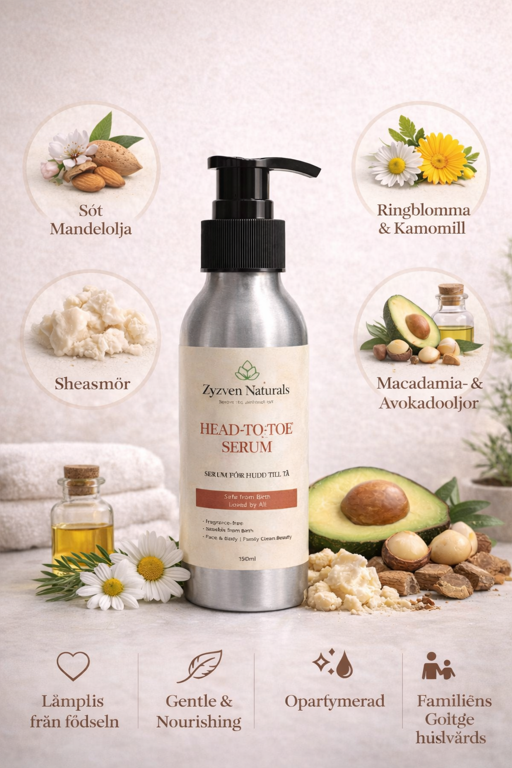 Zyzven Naturals Head to Toe Serum (Cream) – Mild Familjekräm (Från Födseln) | 150ml
