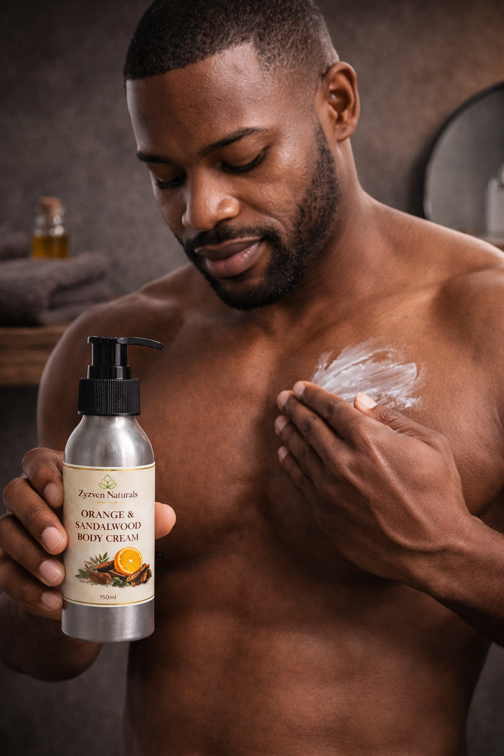 Zyzven Naturals Apelsin & Sandelträ Body Cream – Maskulin Botanisk Kroppskräm (150ml / 250ml)