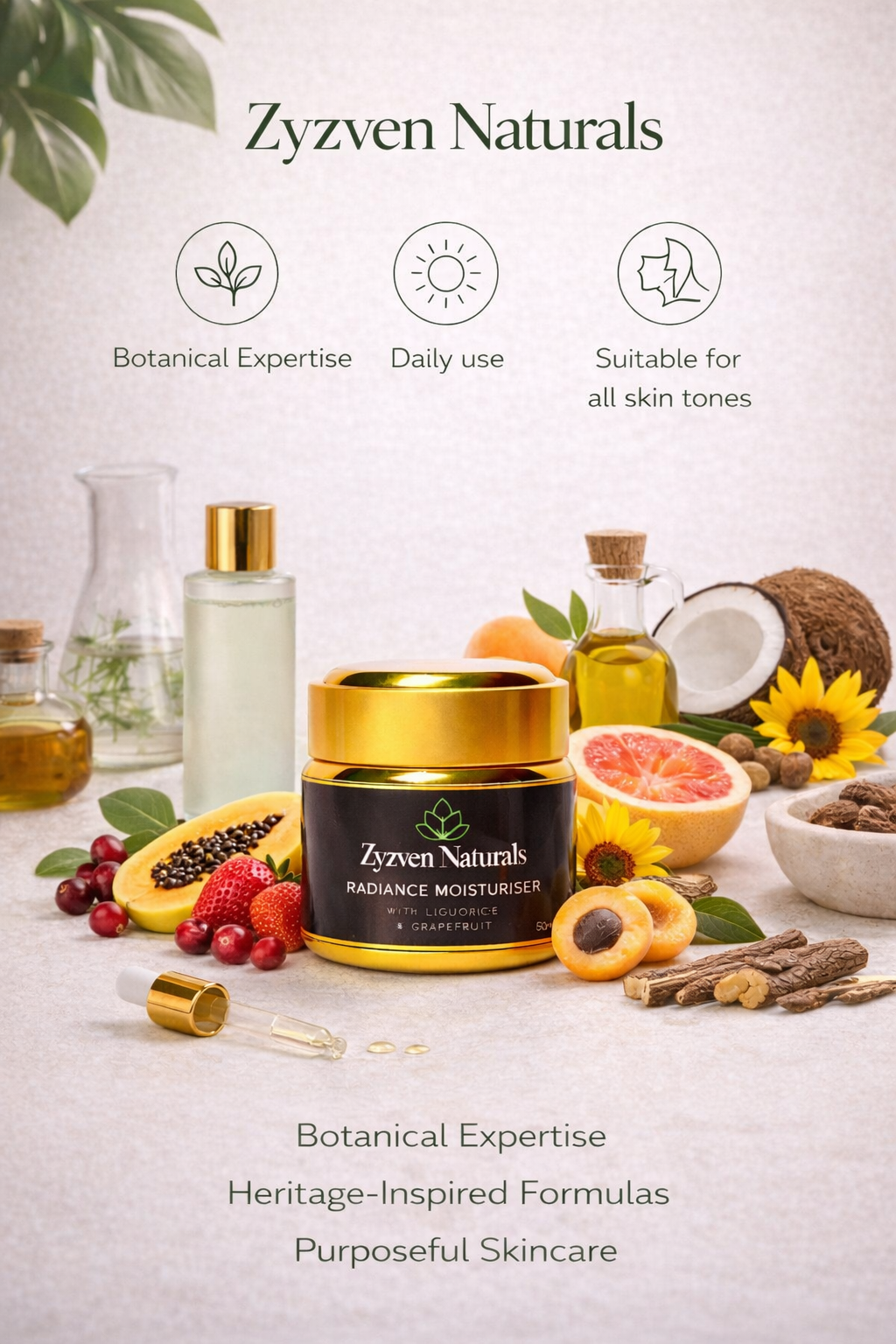 Zyzven Naturals Radiance Moisturiser (Liquorice & Grapefruit) – 50ml