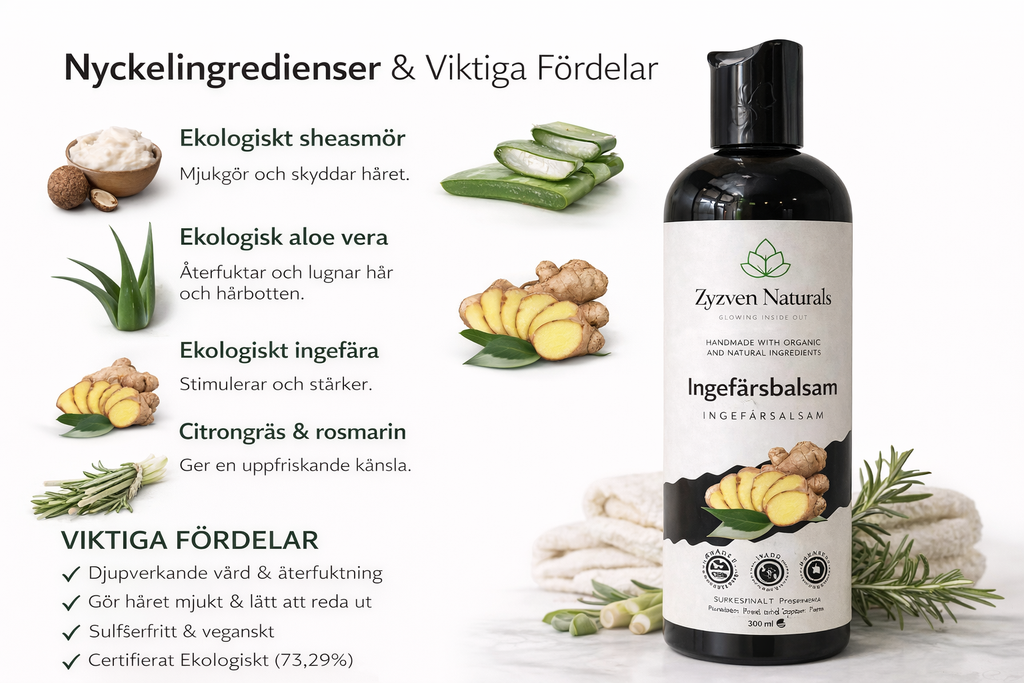 Zyzven Naturals Ingefärsbalsam – Certifierat ekologiskt | 300 ml