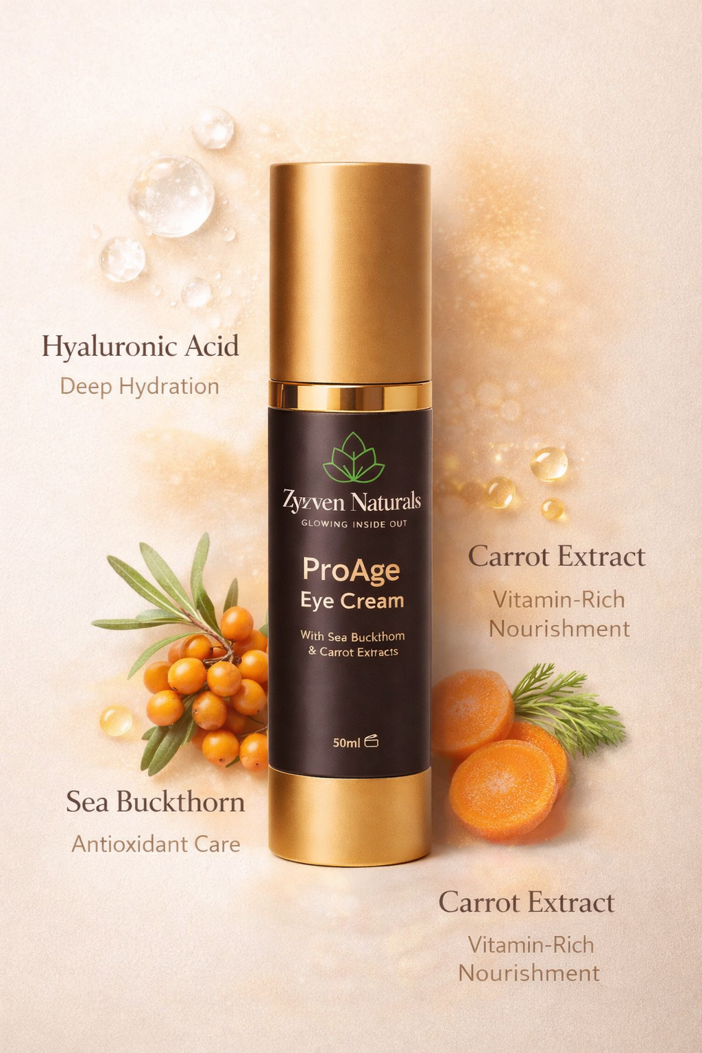 Zyzven Naturals | ProAge Ögonkräm – Återfuktande & Utjämnande | 50 ml