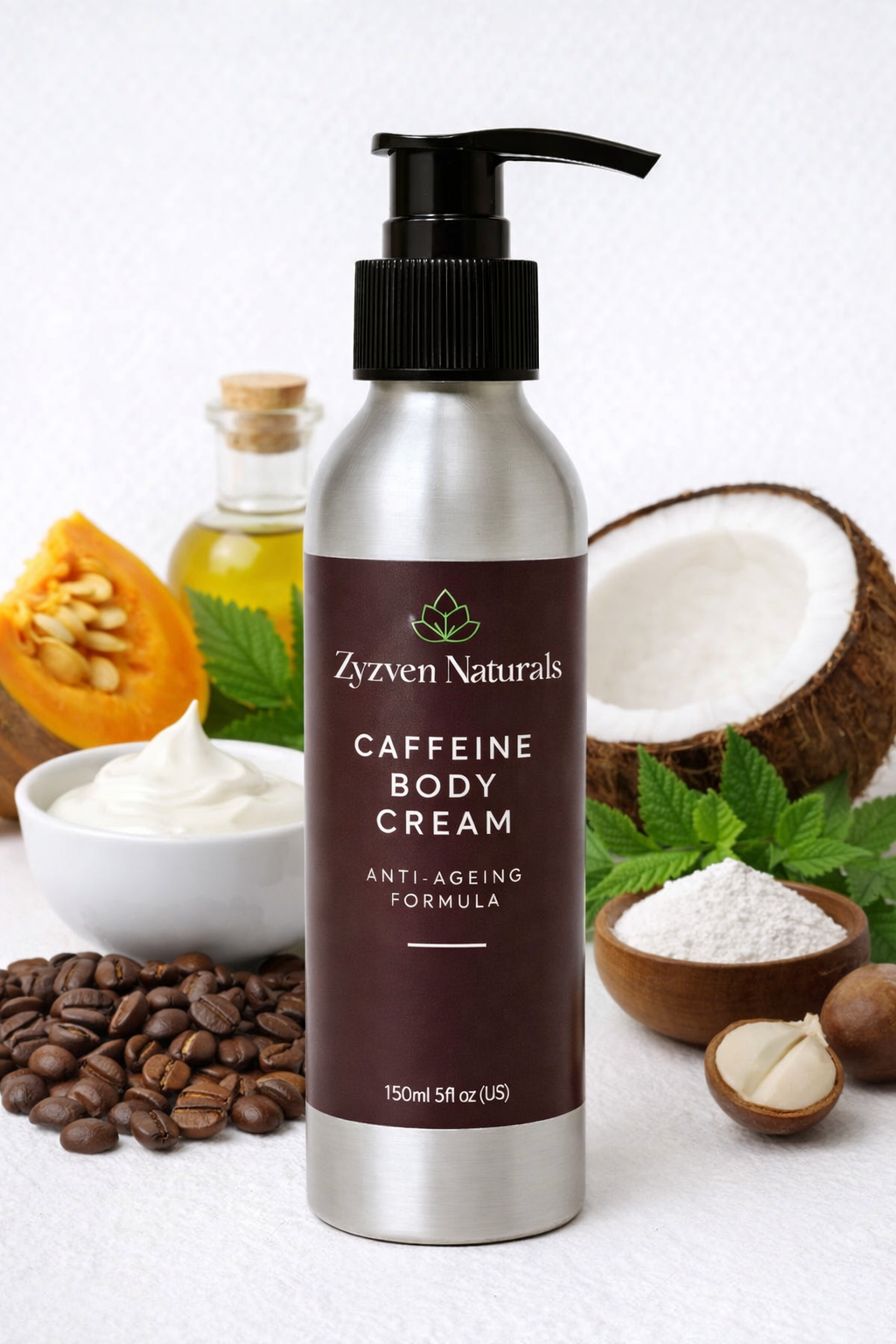 Zyzven Naturals Coffee Body Moisturiser 150ml – Handmade Hydrating Body Cream
