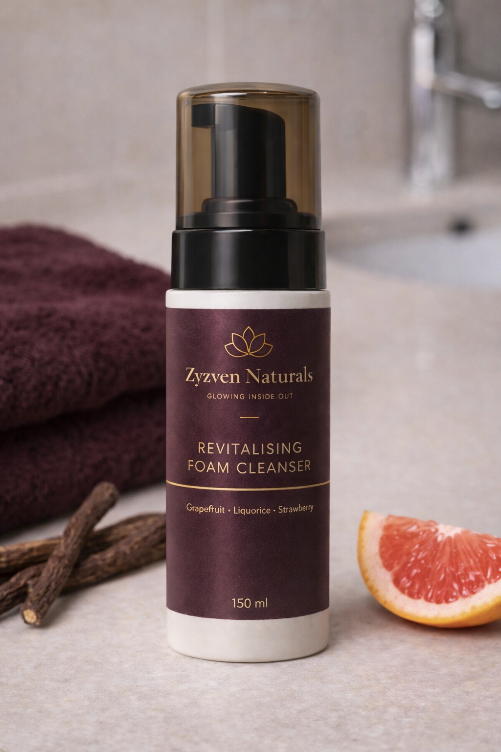 Zyzven Naturals Revitalising Foam Cleanser Med Grapefrukt, Lakrits & Jordgubb – 150 ml