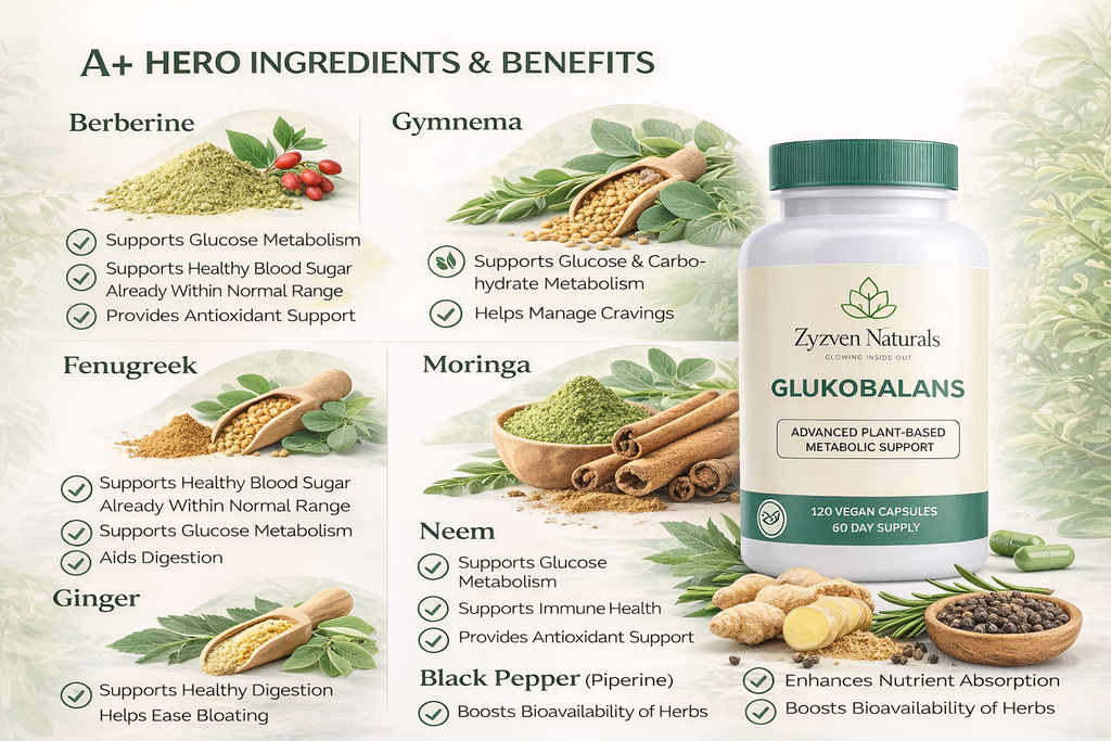 Glukobalans™ – Advanced Metabolic & Blood Sugar Support | Vegan Capsules | Zyzven Naturals
