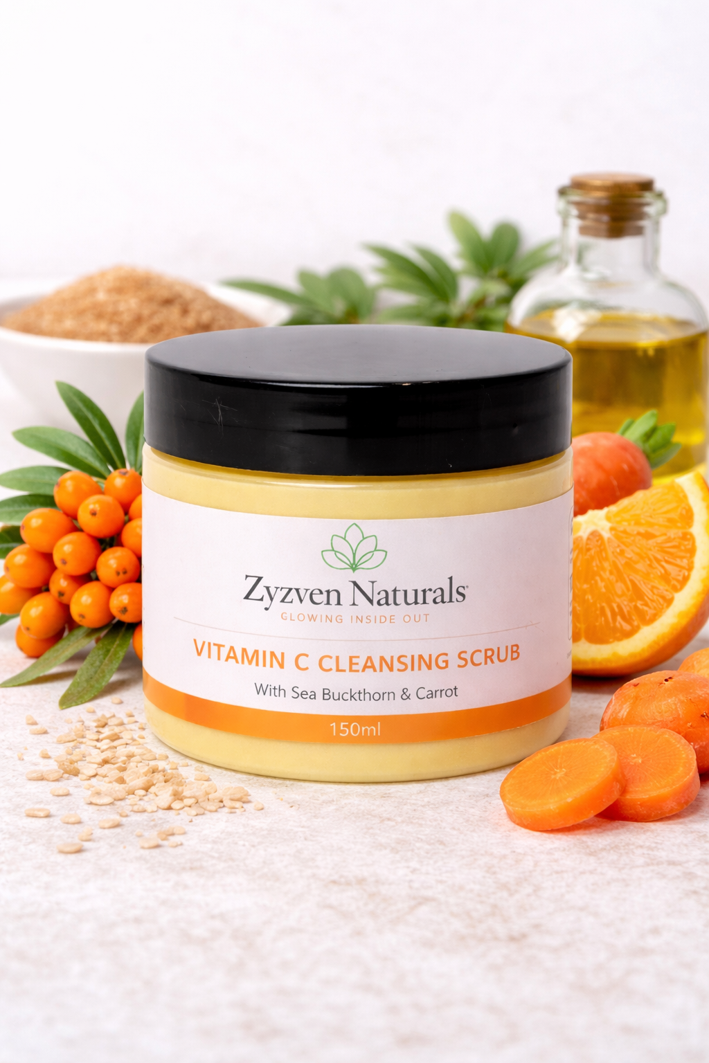 Zyzven Naturals Vitamin C Facial Scrub with Sea Buckthorn & Carrot 150ml – Exfoliating Face Scrub
